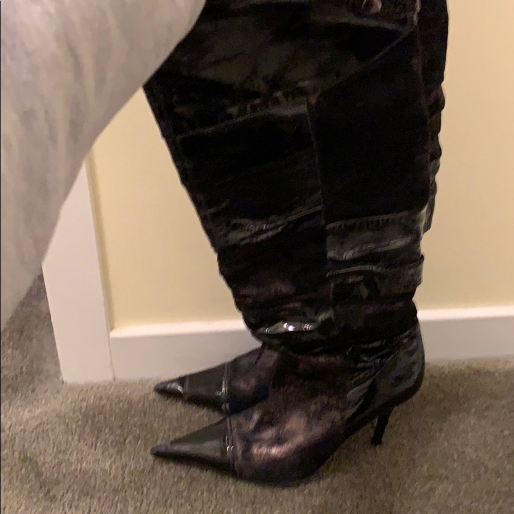 ALDO Black pointed toe OTK boots - Picture 8 of 8